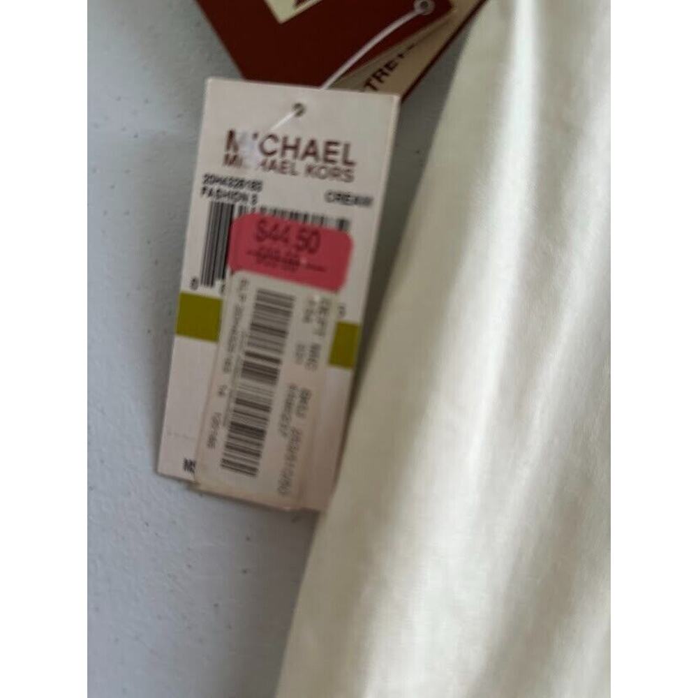 Michael Kors Womens Pants Gold Belt Stretch Straight Cream Size 14 Office Dress - Picture 5 of 10